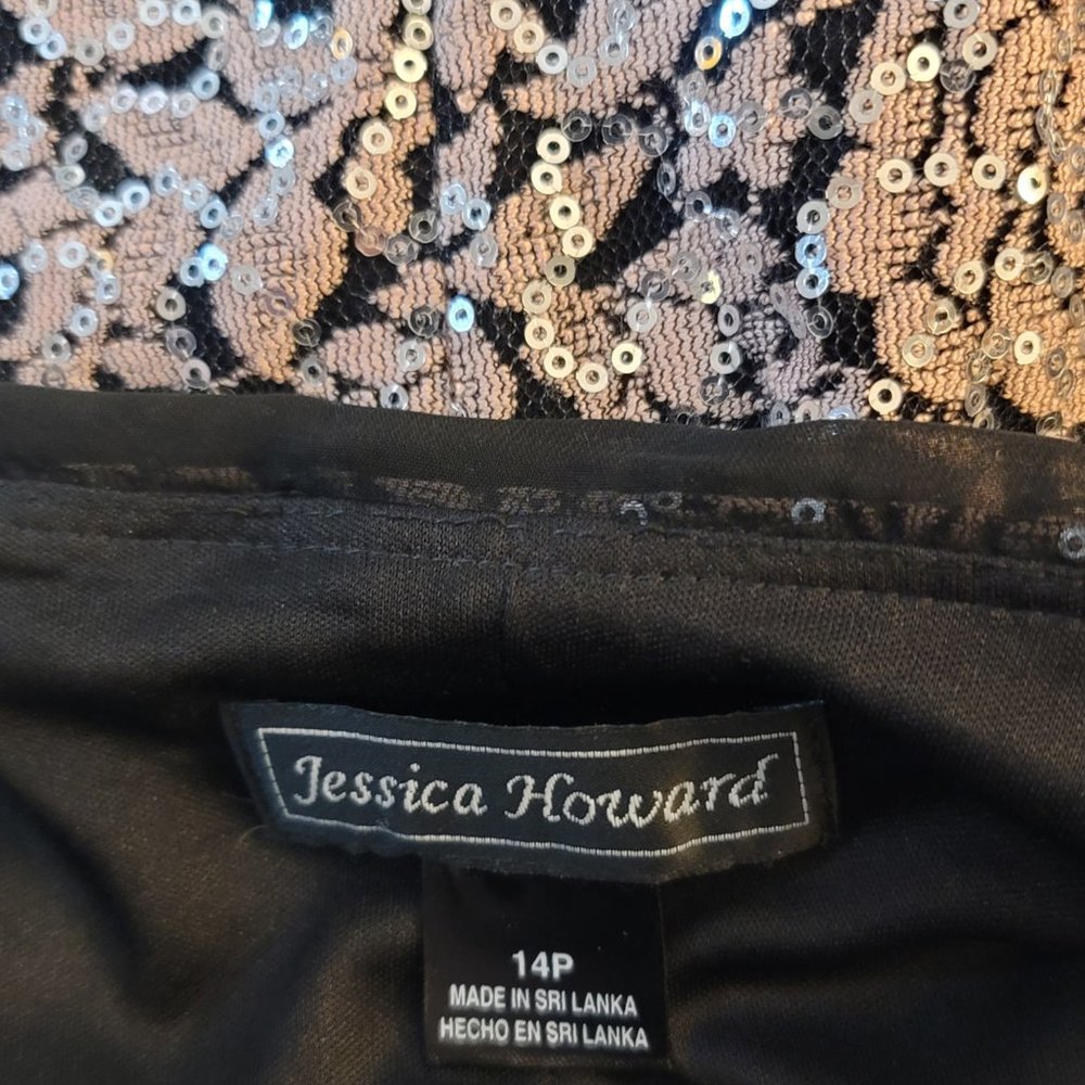 Jessica Howard Sequin & Chiffon Cocktail Shift Dress Women's 14 Petite - Picture 3 of 3